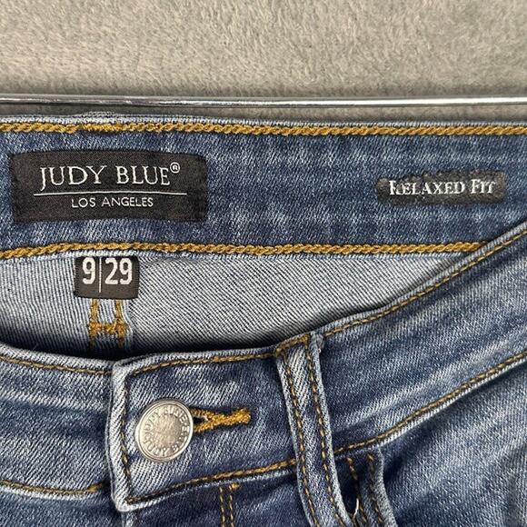 Judy Blue Jeans Womens 9/29 Blue Relaxed Fit Skinny Stretch Pockets Cropped - Picture 6 of 13